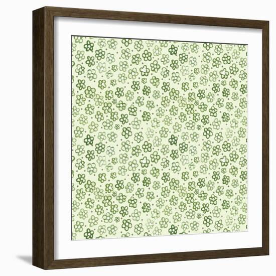 Green Freehand Flowers on Mint-Effie Zafiropoulou-Framed Giclee Print