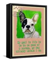 Green French Bulldog-Cathy Cute-Framed Stretched Canvas