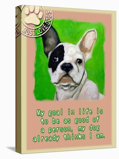 Green French Bulldog-Cathy Cute-Stretched Canvas