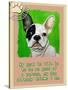 Green French Bulldog-Cathy Cute-Stretched Canvas