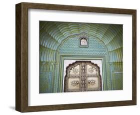 Green Gate in Pitam Niwas Chowk, City Palace, Jaipur, Rajasthan, India-Ian Trower-Framed Photographic Print