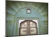 Green Gate in Pitam Niwas Chowk, City Palace, Jaipur, Rajasthan, India-Ian Trower-Mounted Photographic Print