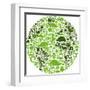 Green Globe Outline Made From Birds, Animals And Flowers Icons-Marish-Framed Art Print