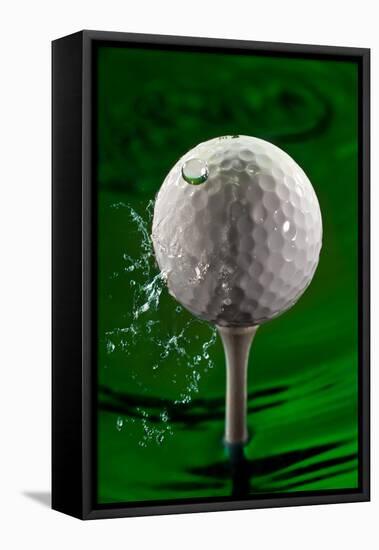 Green Golf Ball Splash-Steve Gadomski-Framed Stretched Canvas