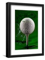 Green Golf Ball Splash-Steve Gadomski-Framed Photographic Print