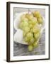 Green Grapes on Cloth in White Bowl-null-Framed Photographic Print