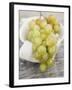 Green Grapes on Cloth in White Bowl-null-Framed Photographic Print