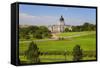 Green grass of park leading to South Dakota State Capitol and complex, Pierre, South Dakota-null-Framed Stretched Canvas