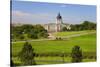Green grass of park leading to South Dakota State Capitol and complex, Pierre, South Dakota-null-Stretched Canvas
