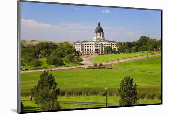 Green grass of park leading to South Dakota State Capitol and complex, Pierre, South Dakota-null-Mounted Photographic Print