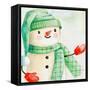 Green Hat Snowman-Kim Allen-Framed Stretched Canvas