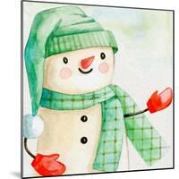Green Hat Snowman-Kim Allen-Mounted Art Print