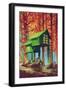 Green Houses in Autumn Forest,Illustration Painting-Tithi Luadthong-Framed Art Print