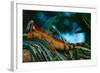 Green Iguana, Iguana Iguana, Portrait of Orange Big Lizard in the Dark Green Forest, Animal in the-Ondrej Prosicky-Framed Photographic Print