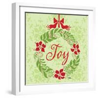 Green Joy Wreath-Teresa Woo-Framed Art Print