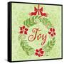 Green Joy Wreath-Teresa Woo-Framed Stretched Canvas