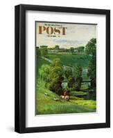 "Green Kentucky Pastures," Saturday Evening Post Cover, July 29, 1961-John Clymer-Framed Premium Giclee Print