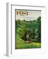 "Green Kentucky Pastures," Saturday Evening Post Cover, July 29, 1961-John Clymer-Framed Premium Giclee Print