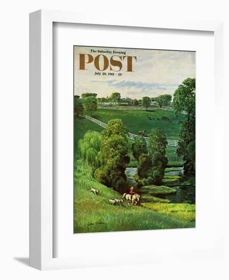 "Green Kentucky Pastures," Saturday Evening Post Cover, July 29, 1961-John Clymer-Framed Premium Giclee Print