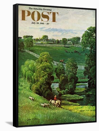 "Green Kentucky Pastures," Saturday Evening Post Cover, July 29, 1961-John Clymer-Framed Stretched Canvas