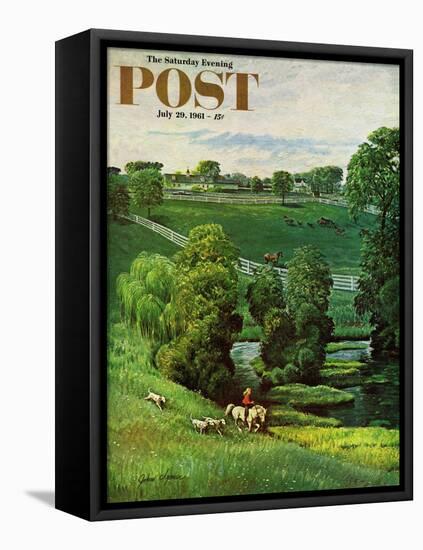 "Green Kentucky Pastures," Saturday Evening Post Cover, July 29, 1961-John Clymer-Framed Stretched Canvas