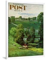 "Green Kentucky Pastures," Saturday Evening Post Cover, July 29, 1961-John Clymer-Framed Giclee Print