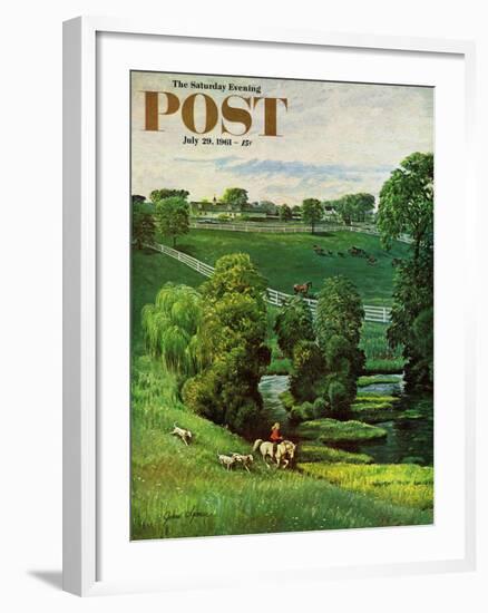 "Green Kentucky Pastures," Saturday Evening Post Cover, July 29, 1961-John Clymer-Framed Giclee Print