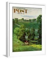 "Green Kentucky Pastures," Saturday Evening Post Cover, July 29, 1961-John Clymer-Framed Premium Giclee Print