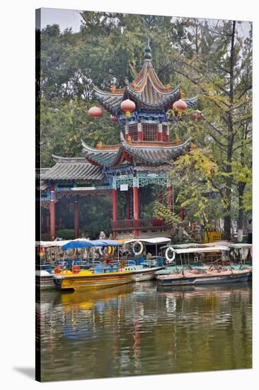 Green Lake Park and its Many Colorful Buildings, Kunming China-Darrell Gulin-Stretched Canvas