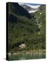 Green Lake, Waterfall, and Glacier Above Olden, Fjordland, Norway, Scandinavia, Europe-James Emmerson-Stretched Canvas