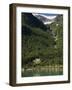 Green Lake, Waterfall, and Glacier Above Olden, Fjordland, Norway, Scandinavia, Europe-James Emmerson-Framed Photographic Print