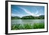 Green Landscape with Lake and Lush Hills in Hangzhou, Zhejiang, China-Andreas Brandl-Framed Photographic Print