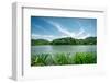 Green Landscape with Lake and Lush Hills in Hangzhou, Zhejiang, China-Andreas Brandl-Framed Photographic Print