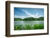 Green Landscape with Lake and Lush Hills in Hangzhou, Zhejiang, China-Andreas Brandl-Framed Premium Photographic Print