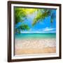 Green Leaves of Palm Tree and Tropical Beach-Aleksandr Ozerov-Framed Photographic Print