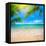 Green Leaves of Palm Tree and Tropical Beach-Aleksandr Ozerov-Framed Stretched Canvas