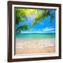 Green Leaves of Palm Tree and Tropical Beach-Aleksandr Ozerov-Framed Photographic Print