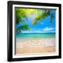 Green Leaves of Palm Tree and Tropical Beach-Aleksandr Ozerov-Framed Photographic Print