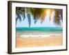 Green Leaves of Palm Tree and Tropical Beach-Aleksandr Ozerov-Framed Photographic Print