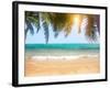 Green Leaves of Palm Tree and Tropical Beach-Aleksandr Ozerov-Framed Photographic Print