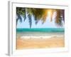 Green Leaves of Palm Tree and Tropical Beach-Aleksandr Ozerov-Framed Premium Photographic Print