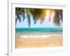 Green Leaves of Palm Tree and Tropical Beach-Aleksandr Ozerov-Framed Photographic Print