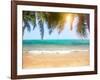 Green Leaves of Palm Tree and Tropical Beach-Aleksandr Ozerov-Framed Photographic Print