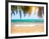 Green Leaves of Palm Tree and Tropical Beach-Aleksandr Ozerov-Framed Photographic Print