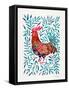 Green Leaves Rooster-Cat Coquillette-Framed Stretched Canvas