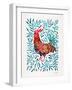 Green Leaves Rooster-Cat Coquillette-Framed Giclee Print