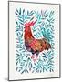 Green Leaves Rooster-Cat Coquillette-Mounted Giclee Print