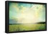 Green Meadow Under Blue Sky With Clouds-null-Framed Poster