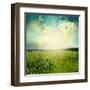 Green Meadow Under Blue Sky With Clouds-Volokhatiuk-Framed Art Print