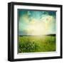 Green Meadow Under Blue Sky With Clouds-Volokhatiuk-Framed Art Print